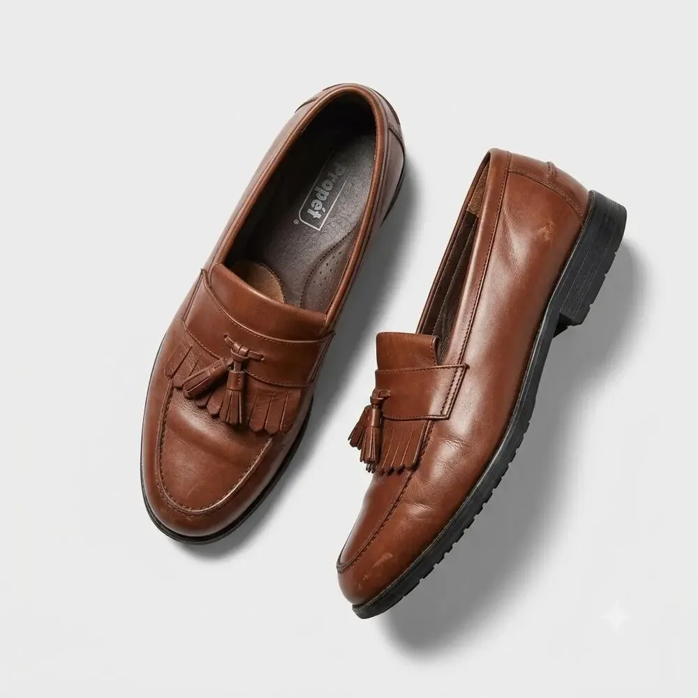 Propet Leather Tassel Kiltie Loafer Brown Mens 11.5 XX 5E